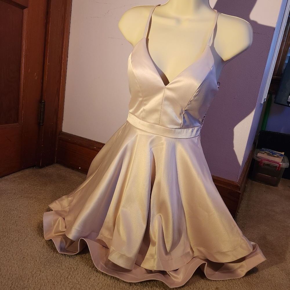 Sequin hearts pink homecoming dress